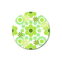 Flowers Pearls And Donuts Green Spearmint Green White Magnet 3  (round) by Mazipoodles