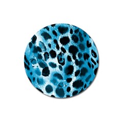 Blue Leopard Magnet 3  (round) by DinkovaArt