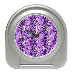 Purple Leopard  Travel Alarm Clock by DinkovaArt