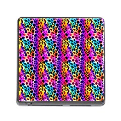 Rainbow Leopard Memory Card Reader (square 5 Slot) by DinkovaArt