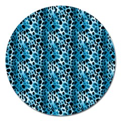 Blue Leopard Magnet 5  (round) by DinkovaArt