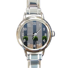 Exterior Building Pattern Round Italian Charm Watch by artworkshop