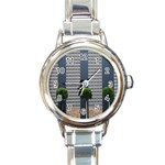 Exterior building pattern Round Italian Charm Watch Front