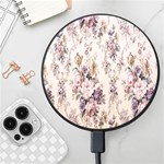 Vintage Floral Pattern Wireless Fast Charger(Black) Front