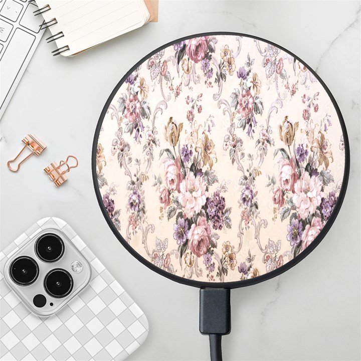 Vintage Floral Pattern Wireless Fast Charger(Black)