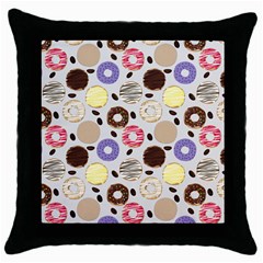 Donuts! Throw Pillow Case (black) by fructosebat