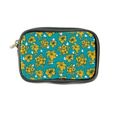 Turquoise And Yellow Floral Coin Purse by fructosebat