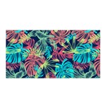 Neon Leaves Satin Wrap 35  x 70  Front