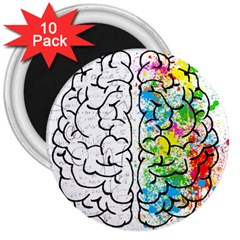 Brain-mind-psychology-idea-drawing 3  Magnets (10 Pack)  by Jancukart