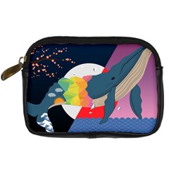 Whale Moon Ocean Digital Art Digital Camera Leather Case by Jancukart