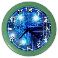 Artificial Intelligence Brain Think Art Color Wall Clock by Jancukart