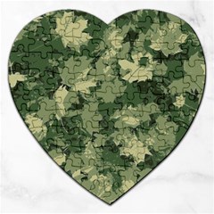 Green Leaves Camouflage Jigsaw Puzzle (heart) by Ravend