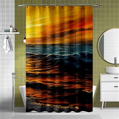 Ocean Sunset Sea Ocean Sunset Shower Curtain 48  X 72  (small)  by Ravend