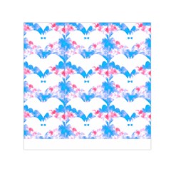 Bats Pattern T- Shirt White Bats And Bows Blue Pink T- Shirt Square Satin Scarf (30  X 30 ) by maxcute