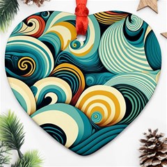 Waves Heart Ornament (two Sides) by fructosebat