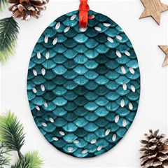 Teal Scales! Oval Filigree Ornament (two Sides) by fructosebat