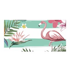 Flamingos T- Shirt Flamingos Tropical Pattern T- Shirt Satin Wrap 35  X 70  by maxcute