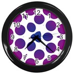 Purple Blue Repeat Pattern Wall Clock (Black) Front