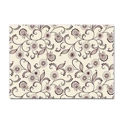 White And Brown Floral Wallpaper Flowers Background Pattern Sticker A4 (100 Pack) by Jancukart