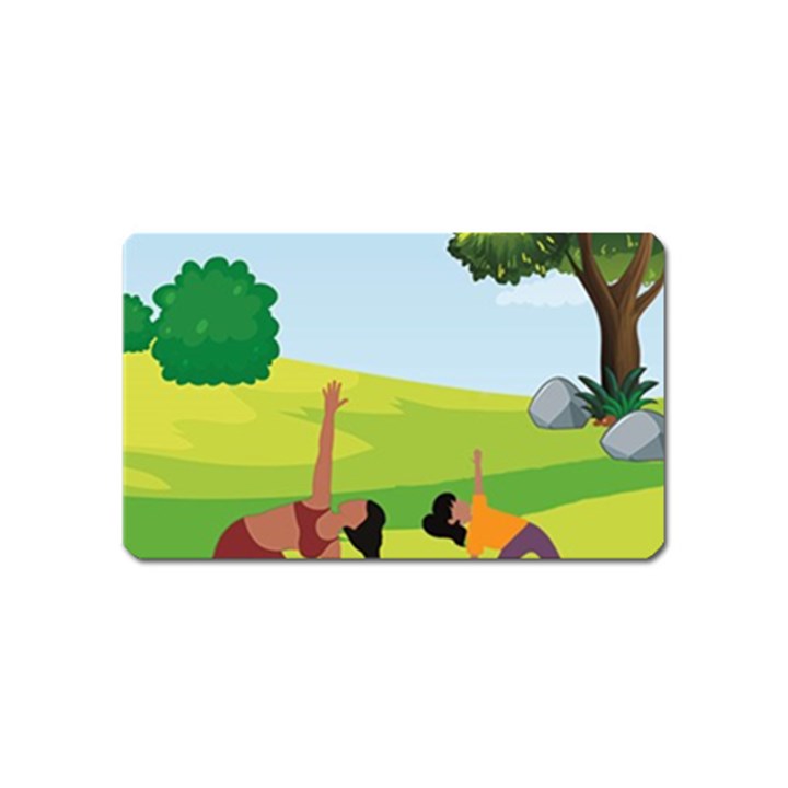 Mother And Daughter Yoga Art Celebrating Motherhood And Bond Between Mom And Daughter. Magnet (Name Card)