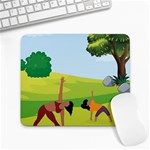 Mother And Daughter Yoga Art Celebrating Motherhood And Bond Between Mom And Daughter. Large Mousepad Front