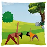 Mother And Daughter Yoga Art Celebrating Motherhood And Bond Between Mom And Daughter. Large Cushion Case (One Side) Front