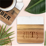 Personalized Name Marble Wood Coaster (Square) Front