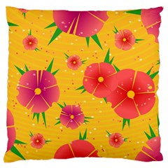 Background Flowers Floral Pattern Large Premium Plush Fleece Cushion Case (two Sides) by Ravend