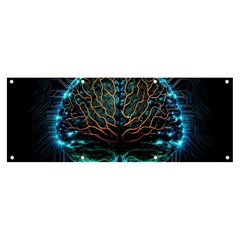 Brain Mind Technology Circuit Board Layout Patterns Banner And Sign 8  X 3  by Uceng