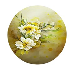 Watercolor Yellow And-white Flower Background Mini Round Pill Box by artworkshop