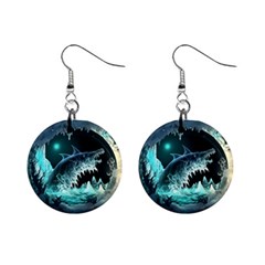 Sculpture Dinosaur Shark Frozen Winter Fantasy Mini Button Earrings by Ravend