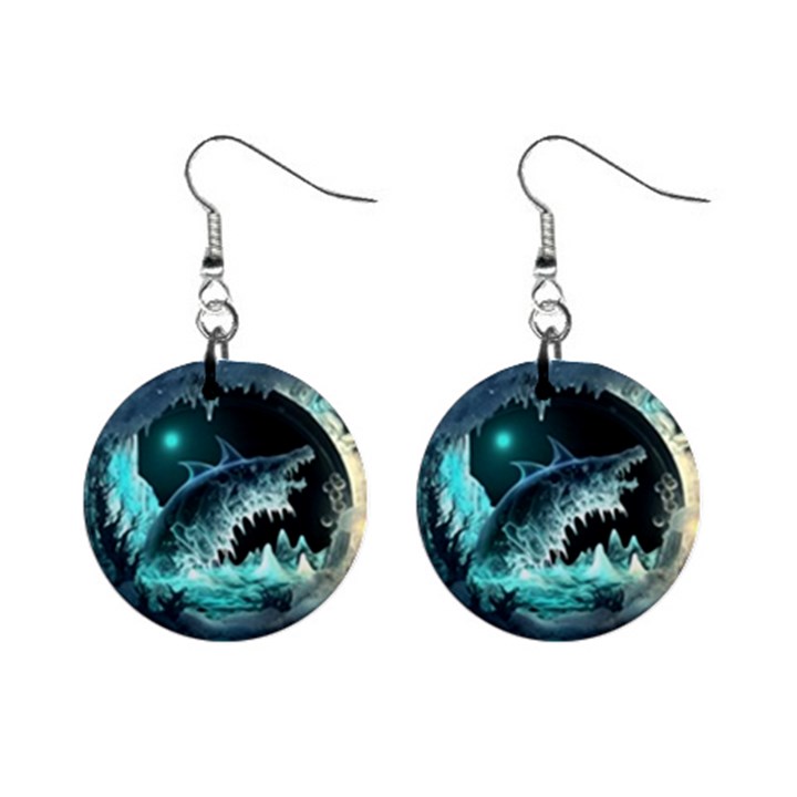 Sculpture Dinosaur Shark Frozen Winter Fantasy Mini Button Earrings