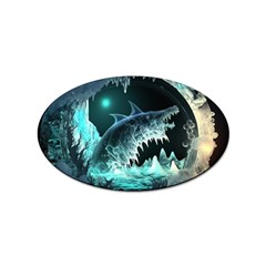 Sculpture Dinosaur Shark Frozen Winter Fantasy Sticker (oval) by Ravend