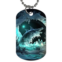 Sculpture Dinosaur Shark Frozen Winter Fantasy Dog Tag (two Sides) by Ravend