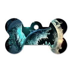 Sculpture Dinosaur Shark Frozen Winter Fantasy Dog Tag Bone (one Side) by Ravend