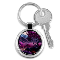 Landscape Landscape Painting Purple Purple Trees Key Chain (round) by danenraven