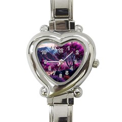 Landscape Landscape Painting Purple Purple Trees Heart Italian Charm Watch by danenraven