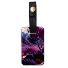 Landscape Landscape Painting Purple Purple Trees Luggage Tag (one Side) by danenraven