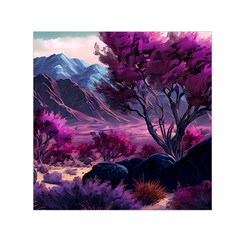 Landscape Landscape Painting Purple Purple Trees Square Satin Scarf (30  X 30 ) by danenraven