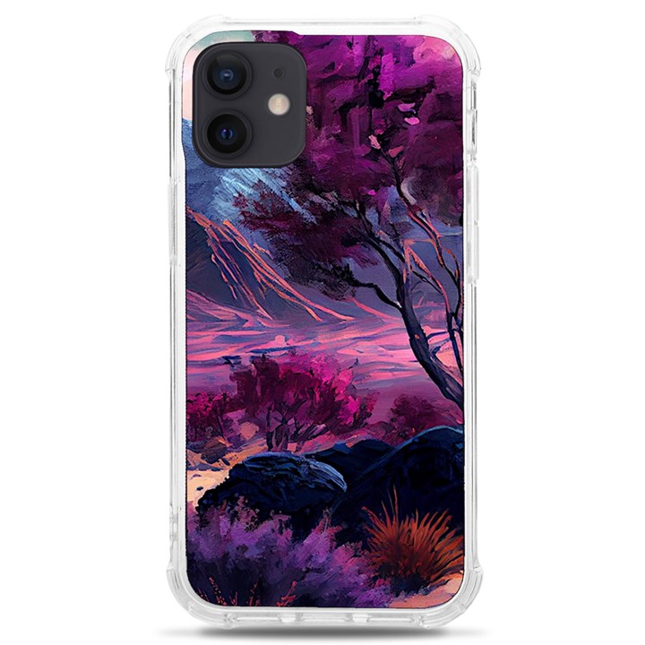 Landscape Landscape Painting Purple Purple Trees iPhone 12 mini TPU UV Print Case	