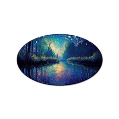 Oil Painting Night Scenery Fantasy Sticker Oval (100 Pack) by Ravend