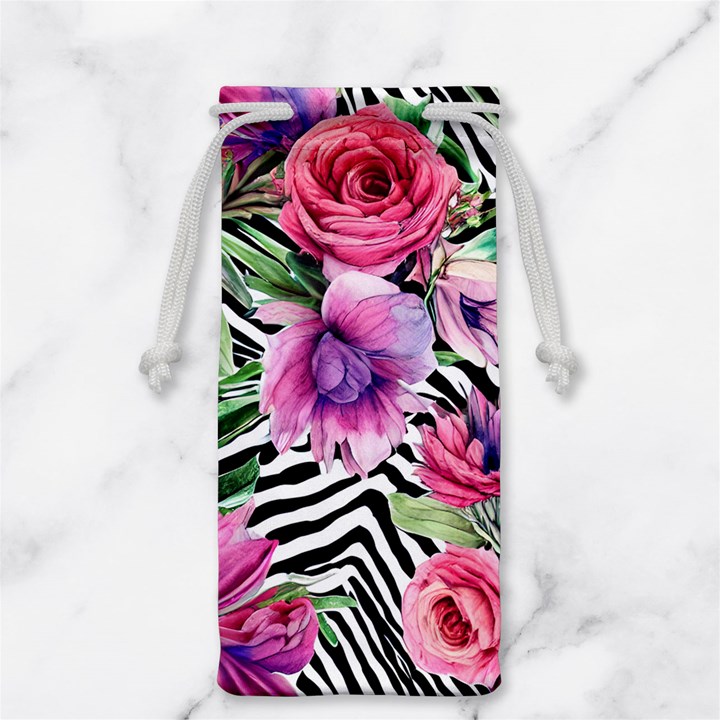 Classy and Chic Watercolor Flowers Jewelry Bag