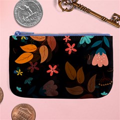 Flowers Leaves Background Floral Plants Foliage Large Coin Purse by Ravend