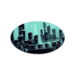 Buildings City Urban Destruction Background Sticker Oval (10 Pack) by Ravend