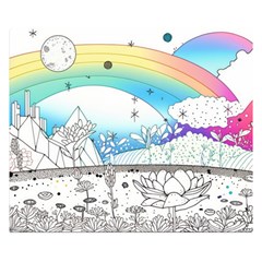 Rainbow Fun Cute Minimal Doodle Drawing Arts Premium Plush Fleece Blanket (small) by Ravend