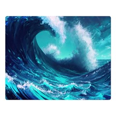 Tsunami Tidal Wave Ocean Waves Sea Nature Water One Side Premium Plush Fleece Blanket (large) by Ravend