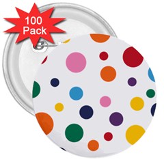 Polka Dot 3  Buttons (100 Pack)  by 8989