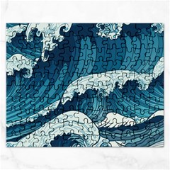 Waves Ocean Sea Pattern Water Tsunami Rough Seas Rectangular Jigsaw Puzzl by Ravend