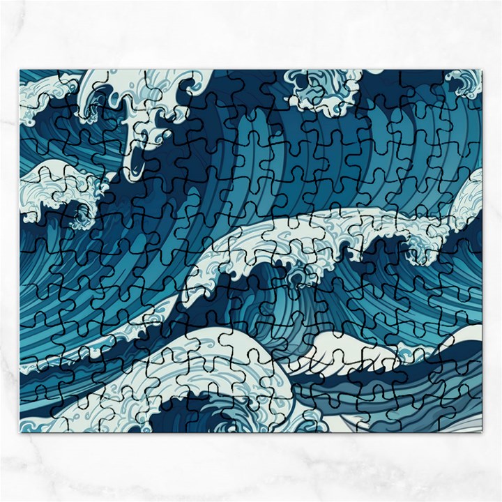 Waves Ocean Sea Pattern Water Tsunami Rough Seas Rectangular Jigsaw Puzzl