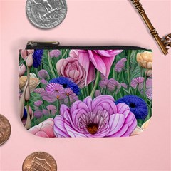 Broken And Budding Watercolor Flowers Mini Coin Purse by GardenOfOphir